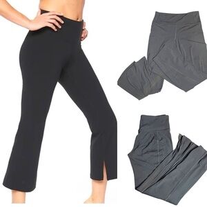 Athleta Black Barre Kick Flare Activewear Leggings Cropped Pants Size Medium